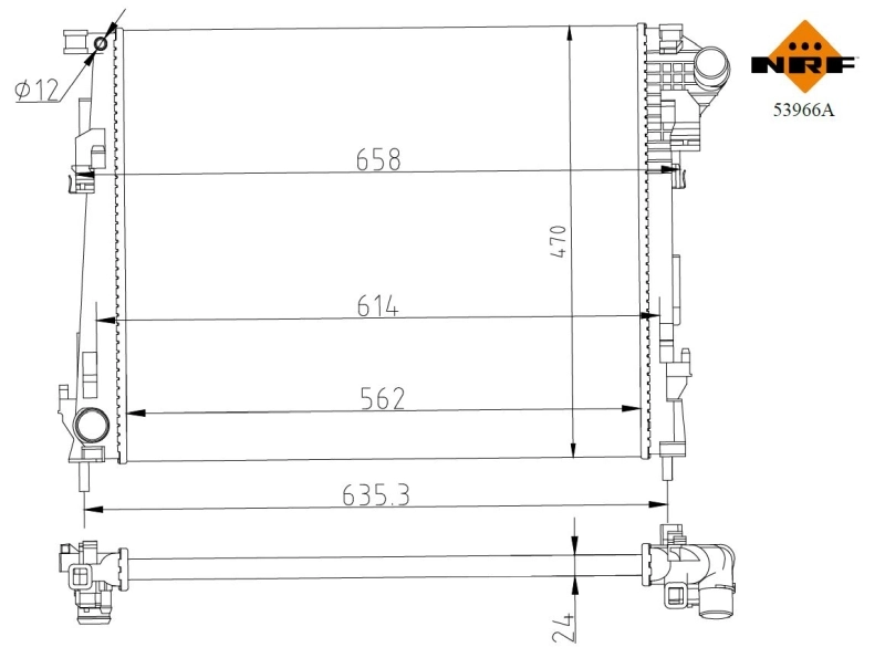 Radiador de esfriamento de motor 53966 NRF
