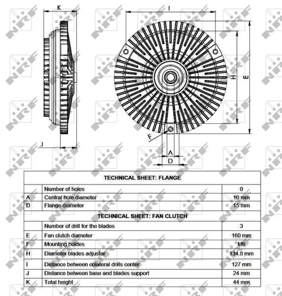 Acoplamento viscoso de ventilador de esfriamento 49538 NRF