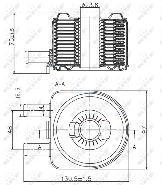 Radiador de óleo (frigorífico), debaixo de filtro 31735 NRF