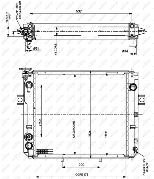 Radiador de esfriamento de motor 52301 NRF
