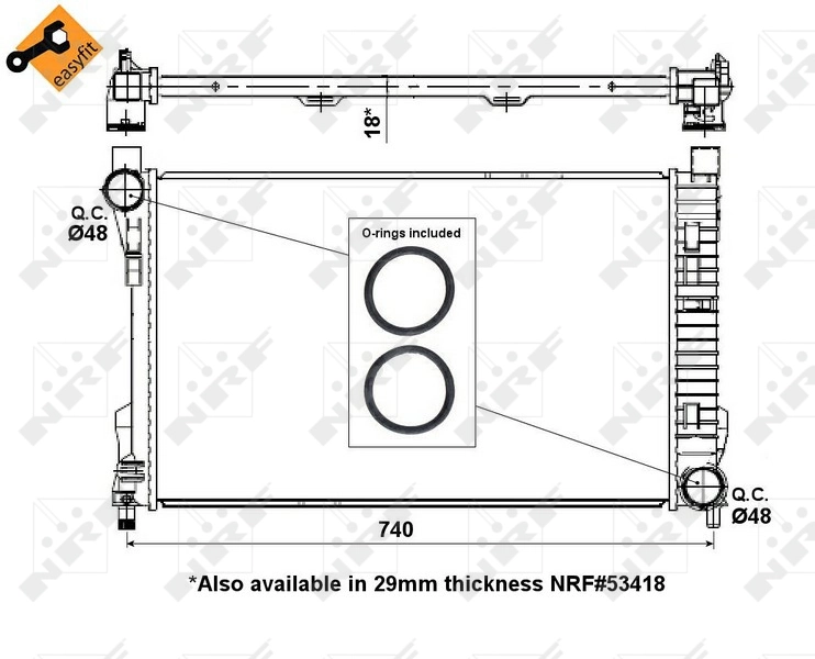 Radiador de esfriamento de motor 55310 NRF