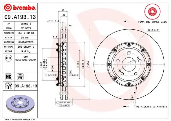 Disco do freio dianteiro Mitsubishi 4615A023 preço, a partir de 55,60 USD