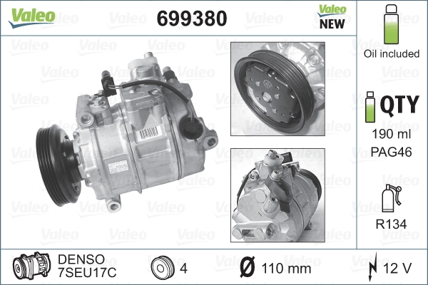 699380 VALEO Compressor de aparelho de ar condicionado