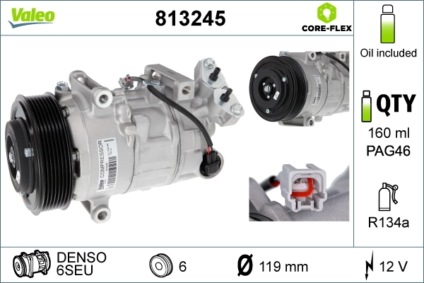 Compre 813245 VALEO Compressor de aparelho de ar condicionado