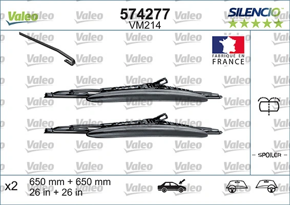 Elástico da escova de limpador pára-brisas, kit VALEO 574277
