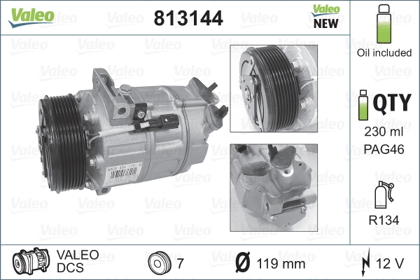 Compressor de aparelho de ar condicionado VALEO 813144 preço, a partir de 291,85 USD