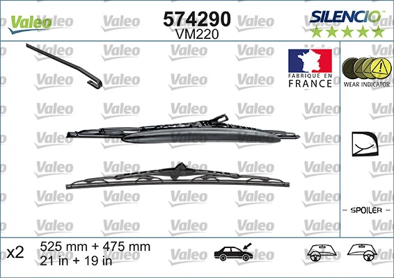 Limpa-pára-brisas do pára-brisas, kit de 2 un. VALEO 574290