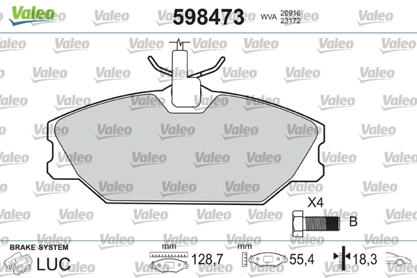 598473 VALEO Sapatas do freio dianteiras de disco