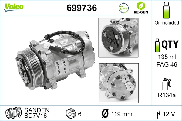SD7V161227F Nissan/Infiniti Compressor de aparelho de ar condicionado