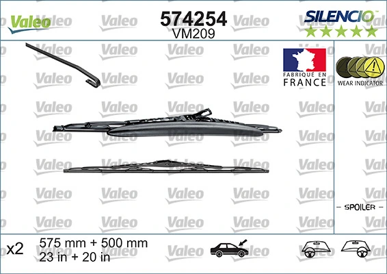Compre 574254 VALEO Limpa-pára-brisas do pára-brisas, kit de 2 un.