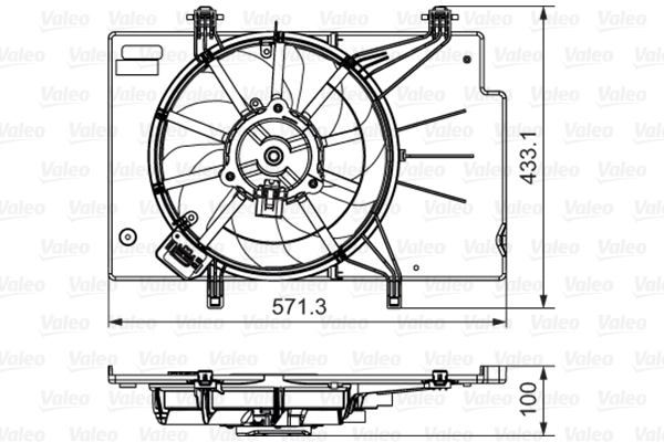 Ventilador elétrico de esfriamento montado (motor + roda de aletas) EV0120360 Jdeus
