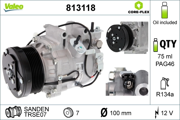 Compre 813118 VALEO Compressor de aparelho de ar condicionado