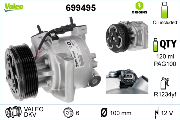Compre 699495 VALEO Compressor de aparelho de ar condicionado