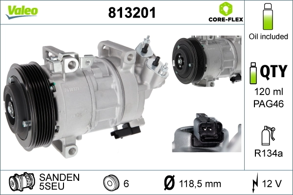 Compre 813201 VALEO Compressor de aparelho de ar condicionado