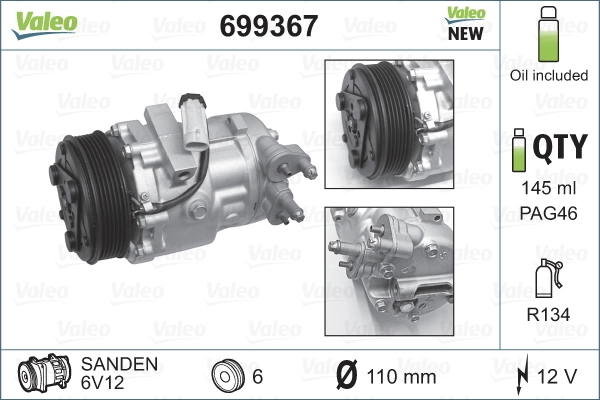 699367 VALEO Compressor de aparelho de ar condicionado