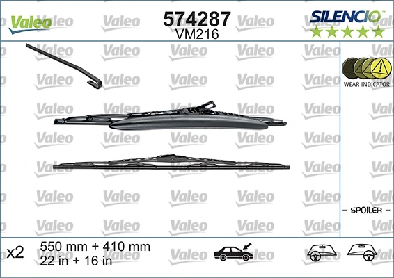 Limpa-pára-brisas do pára-brisas, kit de 2 un. VALEO 574287 preço, a partir de 19,12 USD