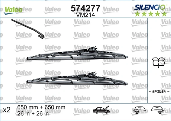 Limpa-pára-brisas do pára-brisas, kit de 2 un. VALEO 574292 preço, a partir de 16,78 USD