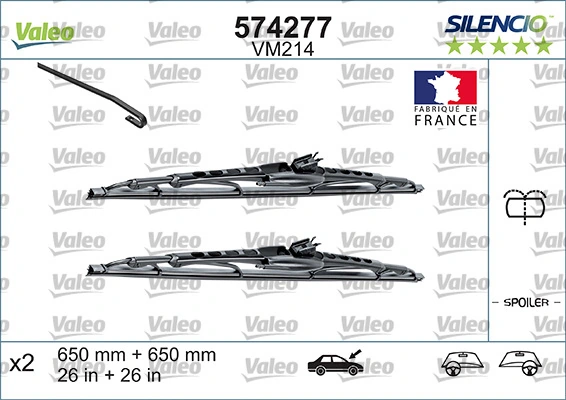Compre 574292 VALEO Limpa-pára-brisas do pára-brisas, kit de 2 un.