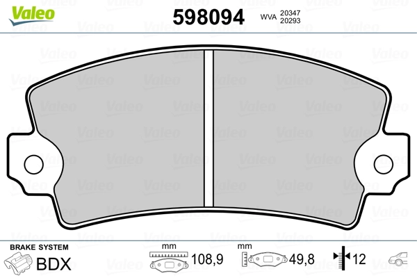 598094 VALEO Sapatas do freio traseiras de disco