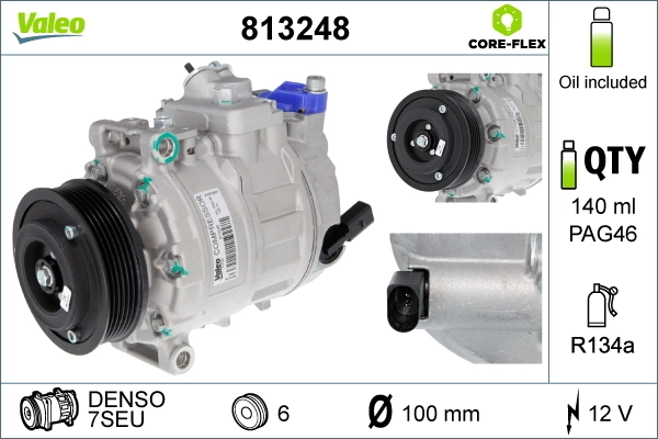 Compre 813248 VALEO Compressor de aparelho de ar condicionado