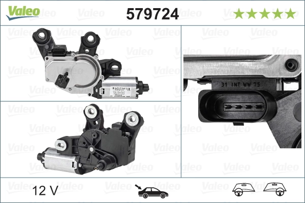 Compre 579724 VALEO Motor de limpador pára-brisas de vidro traseiro