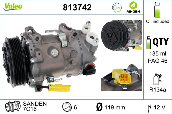  Compressor de aparelho de ar condicionado Citroen C4 PICASSO I monovolume (UD) (2006 - 2013) PICASSO I