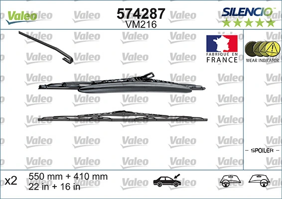 Compre 574287 VALEO Limpa-pára-brisas do pára-brisas, kit de 2 un.