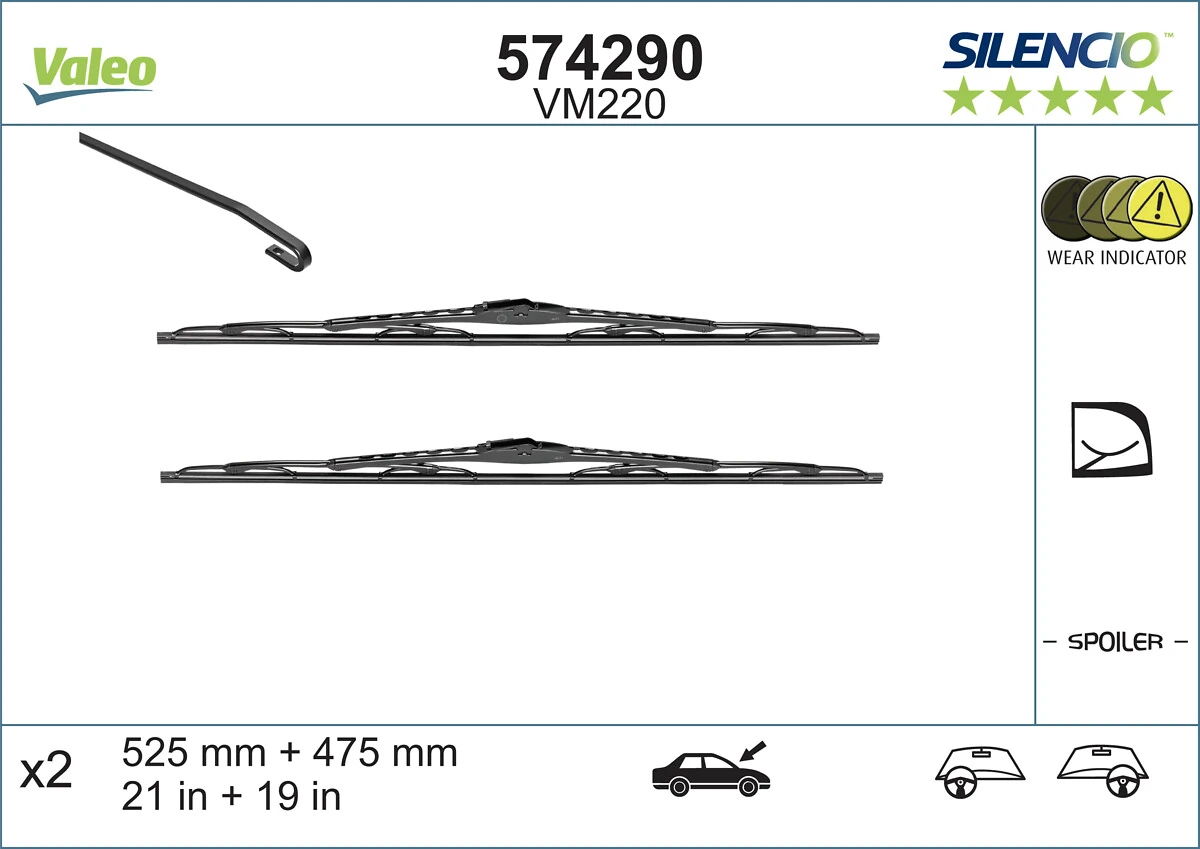 Limpa-pára-brisas do pára-brisas, kit de 2 un. VALEO 574290 preço, a partir de 22,59 USD
