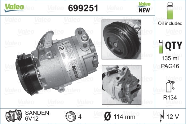 699251 VALEO Compressor de aparelho de ar condicionado