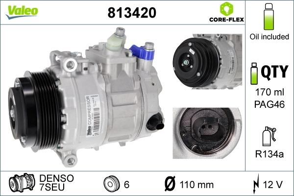 Compre 813420 VALEO Compressor de aparelho de ar condicionado