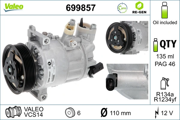 Compressor de aparelho de ar condicionado 8FK351322011 VAG