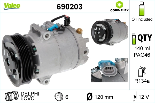 Compre 690203 VALEO Compressor de aparelho de ar condicionado