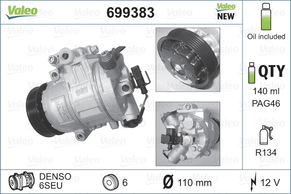 Compressor de aparelho de ar condicionado VALEO 699383 preço, a partir de 265,68 USD