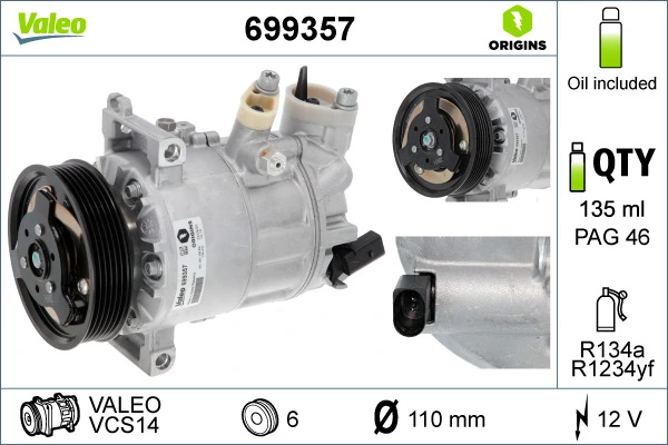 Compressor de aparelho de ar condicionado VAG 8FK351322011