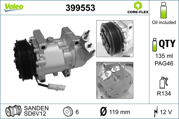Compressor de aparelho de ar condicionado 6189501960 Fiat/Alfa/Lancia