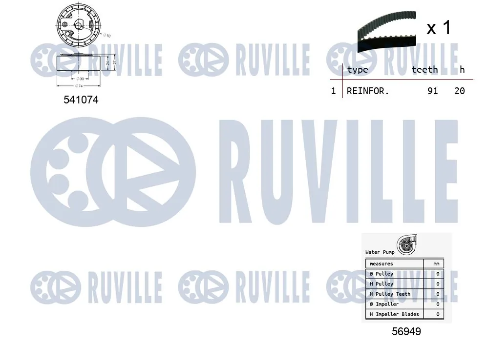 5500541 Ruville Correia do mecanismo de distribuição de gás, kit