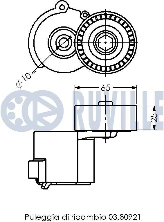 Rolo de reguladora de tensão da correia de transmissão 55282321 Chrysler