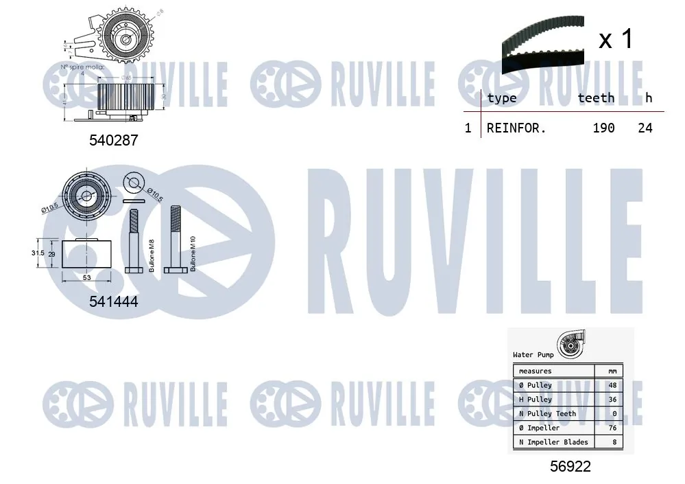 5501331 Ruville Correia do mecanismo de distribuição de gás, kit