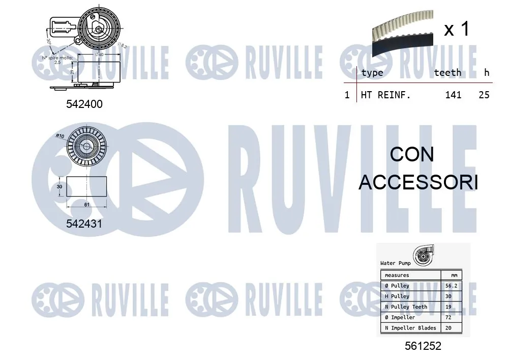5503581 Ruville Correia do mecanismo de distribuição de gás, kit