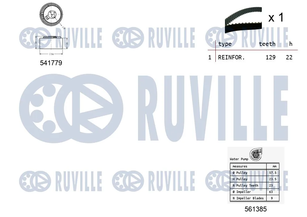 5502642 Ruville Correia do mecanismo de distribuição de gás, kit