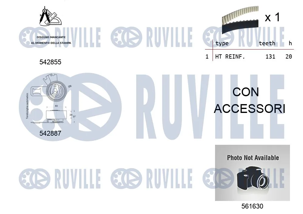 5504971 Ruville Correia do mecanismo de distribuição de gás, kit