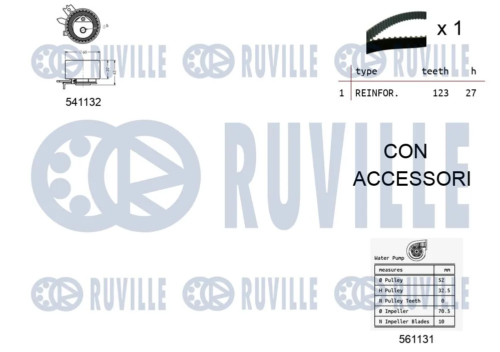 5500551 Ruville Correia do mecanismo de distribuição de gás, kit