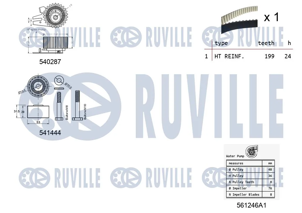 5502601 Ruville Correia do mecanismo de distribuição de gás, kit