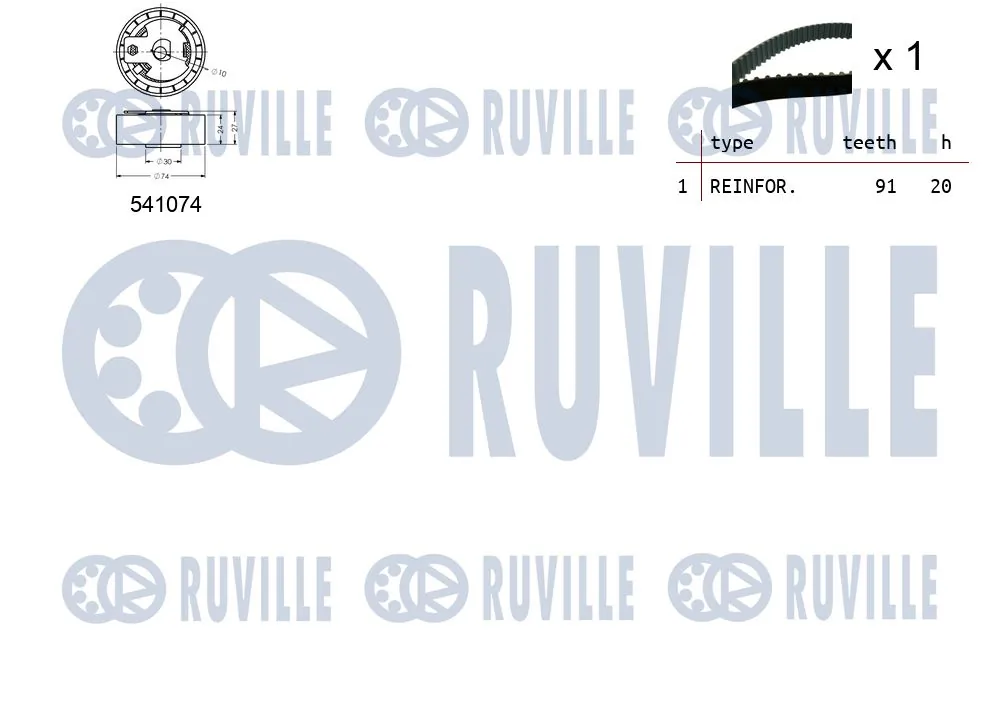 550054 Ruville Correia do mecanismo de distribuição de gás, kit