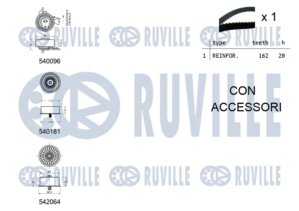 550317 Ruville Correia do mecanismo de distribuição de gás, kit