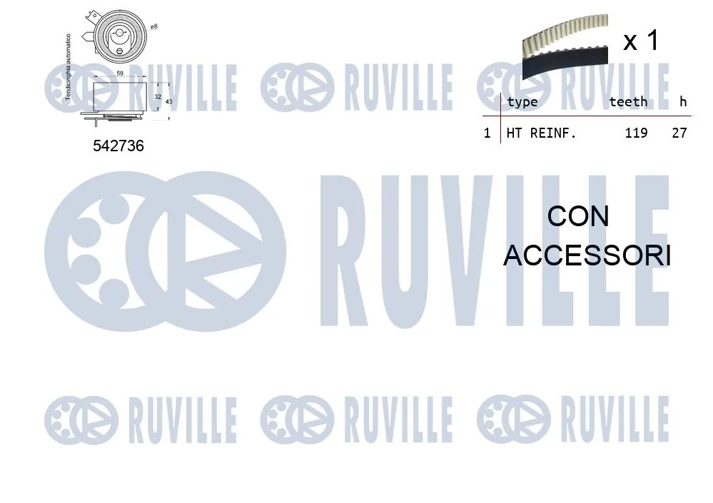 550378 Ruville Correia do mecanismo de distribuição de gás, kit