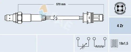 Sonda lambda, sensor de oxigênio até o catalisador 95280 NGK