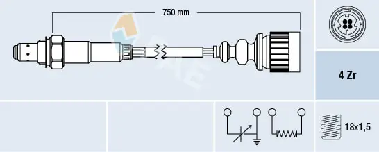 Sonda lambda, sensor de oxigênio DOX0118 Polcar