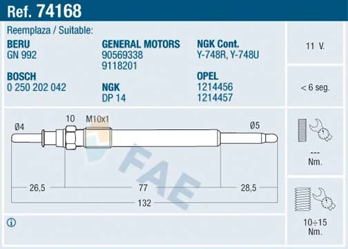 Vela de incandescência para Opel Vectra 31