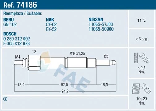 Vela de incandescência para Nissan Primera P11